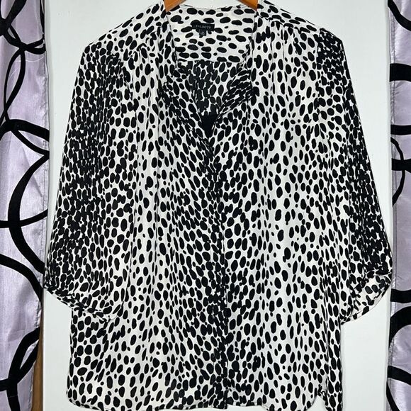 Talbots two piece set semi sheer animal print blouse and cami set - Picture 1 of 9